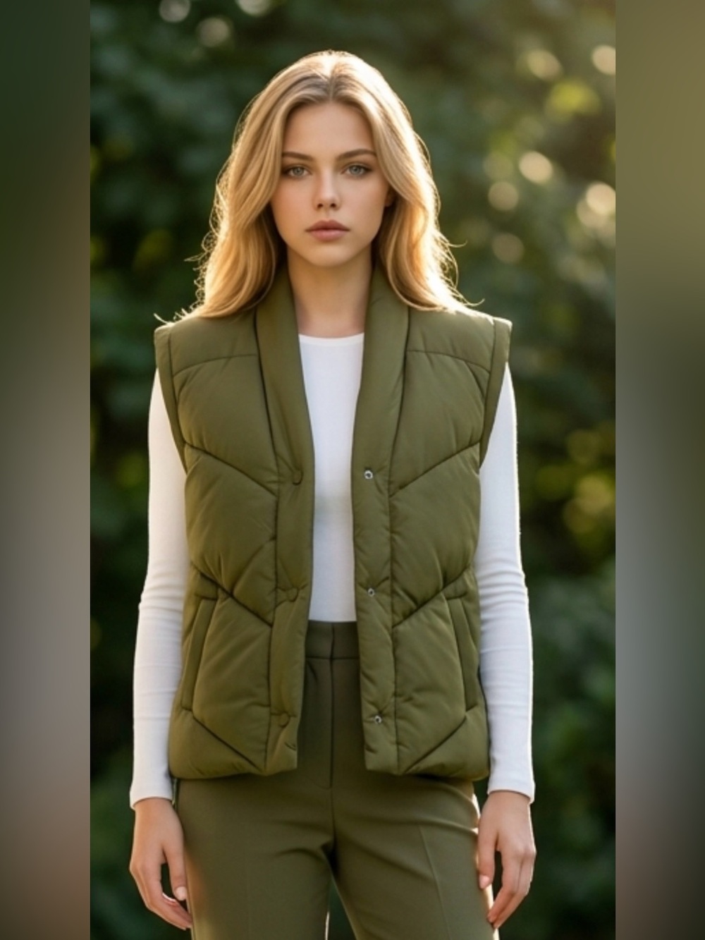 Blank NYC Olive Quilted Puffer Vest